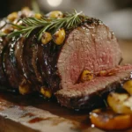 Tender and Juicy Beef Rose Meat Steak with Grilled Vegetables
