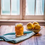 Italian lemon jam in glass jar with Amalfi lemons
