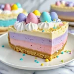 Easter Jell-O Pie sliced on spring table