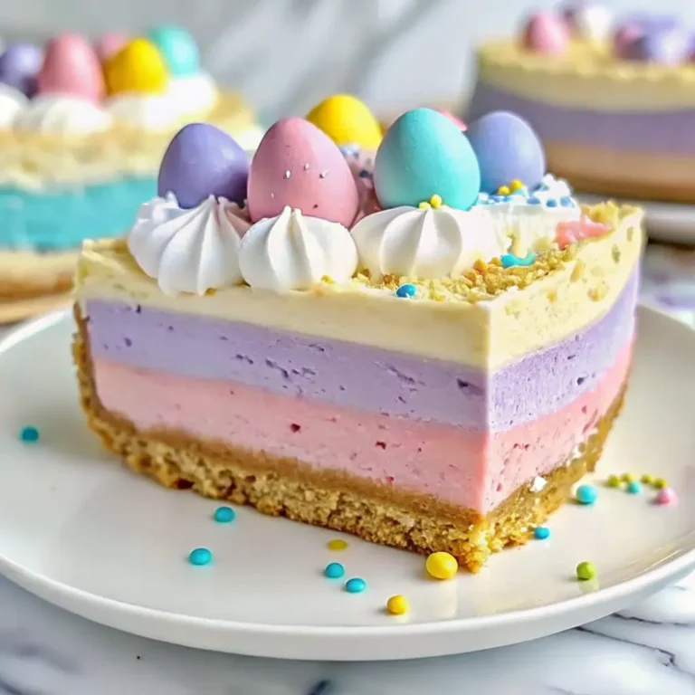 Easter Jell-O Pie sliced on spring table