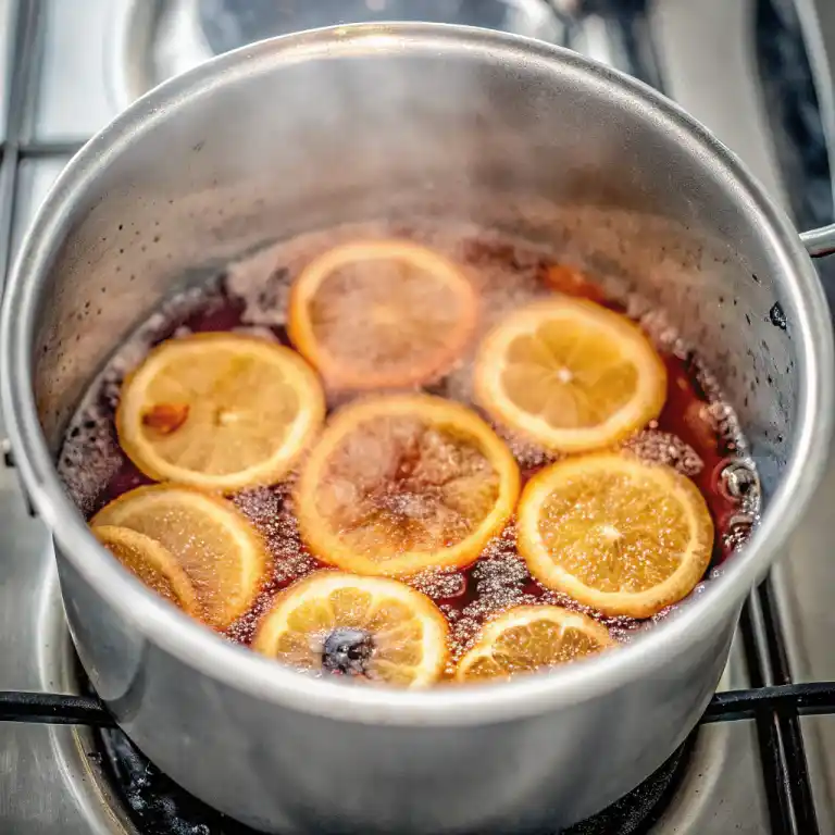 Cooking lemon jam in a pot